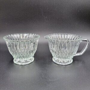 Vintage Cream And Sugar Set Clear Glass Serving Kitchen Read